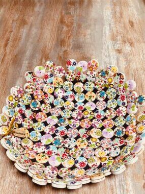 Handmade Resin Flower Button Catchall Bowl